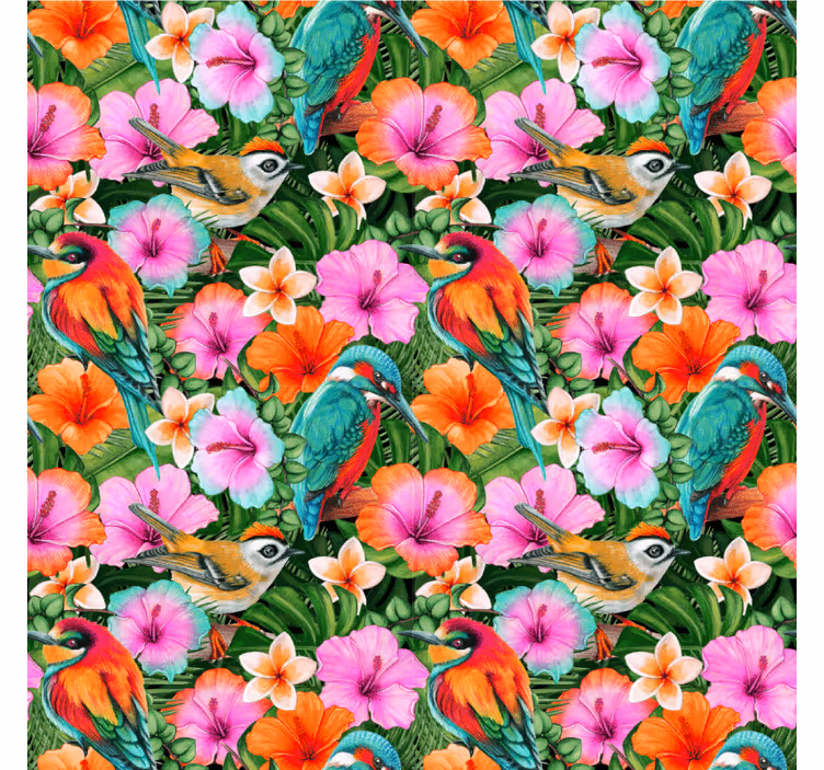 Untersetzer modern mit tropischen vögeln und blumen - TenStickers