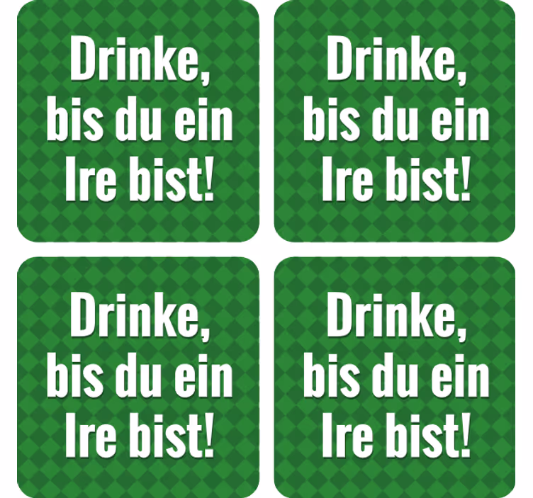 Bierdeckel mit grünen karomustern und sprüchen - TenStickers