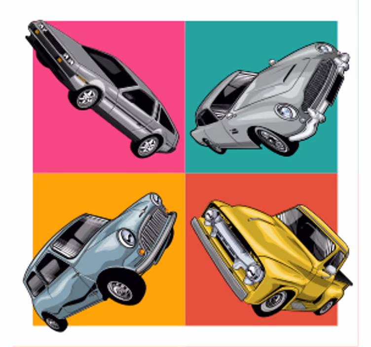 Vintage untersetzer klassisches auto quartett - TenStickers