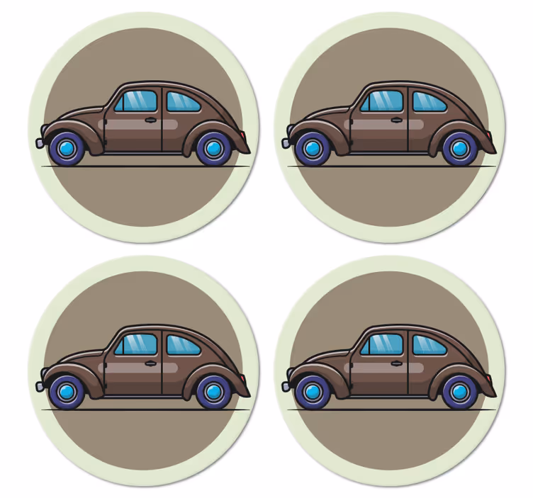 Vintage untersetzer mit vintage auto illustration - TenStickers