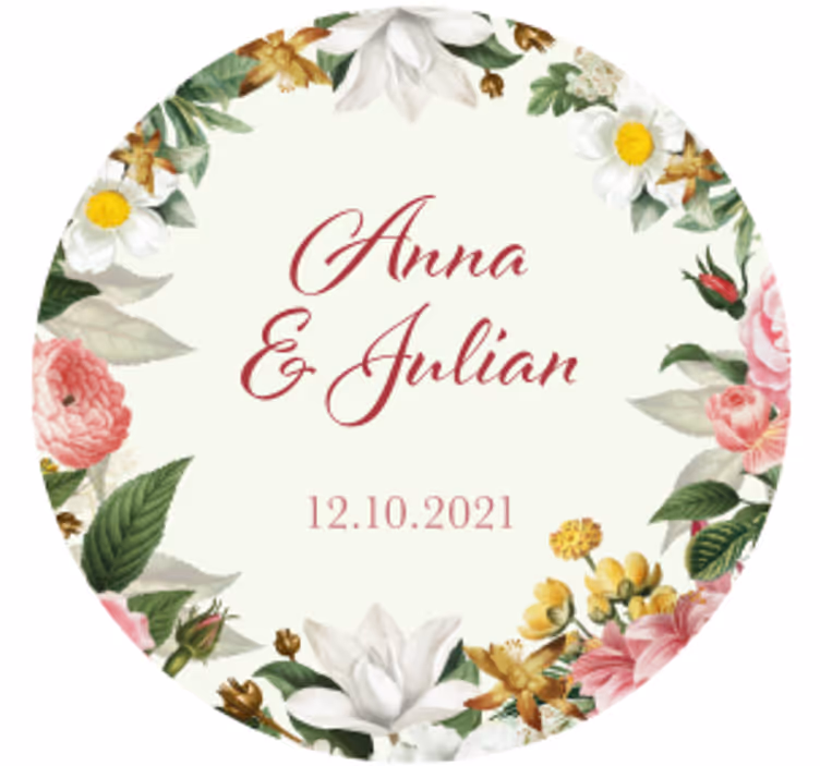 Bierdeckel hochzeit floral persönlich gestaltet - TenStickers