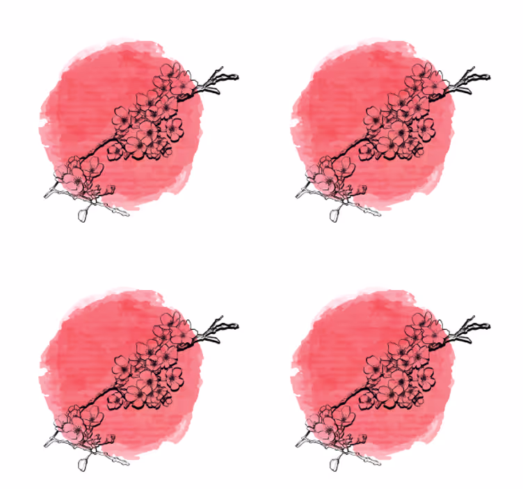 Untersetzer mit floralen umrissen auf pink - TenStickers