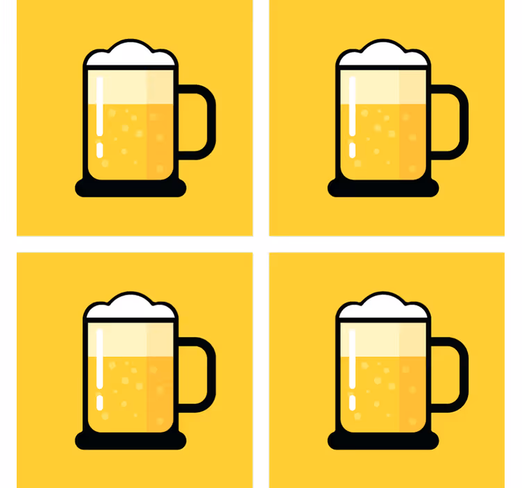 Bierdeckel mit gelber bierkrug-illustration - TenStickers