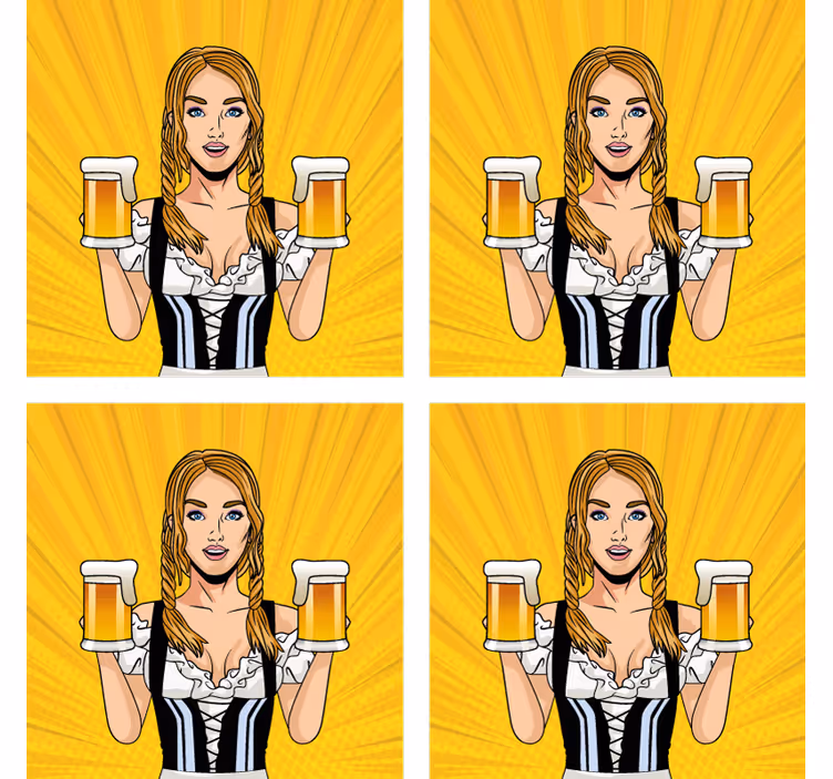 Bierdeckel fröhliche frau mit bier in der hand - TenStickers