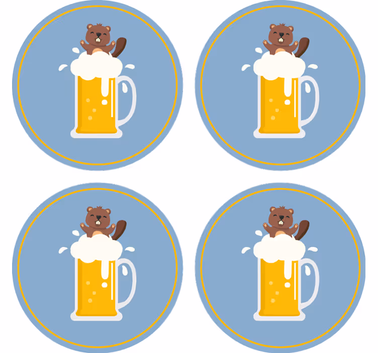 Bierdeckel mit fröhlichem biber becher - TenStickers