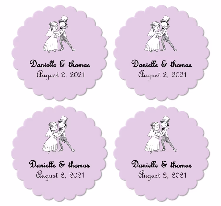 Untersetzer Hochzeit Verlobte küsst sich mit fliegenden herzen - TenStickers