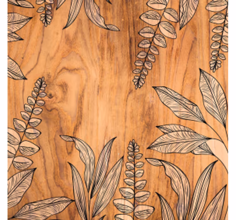 Untersetzer mit natürlicher holzmaserung und blumenrand - TenStickers