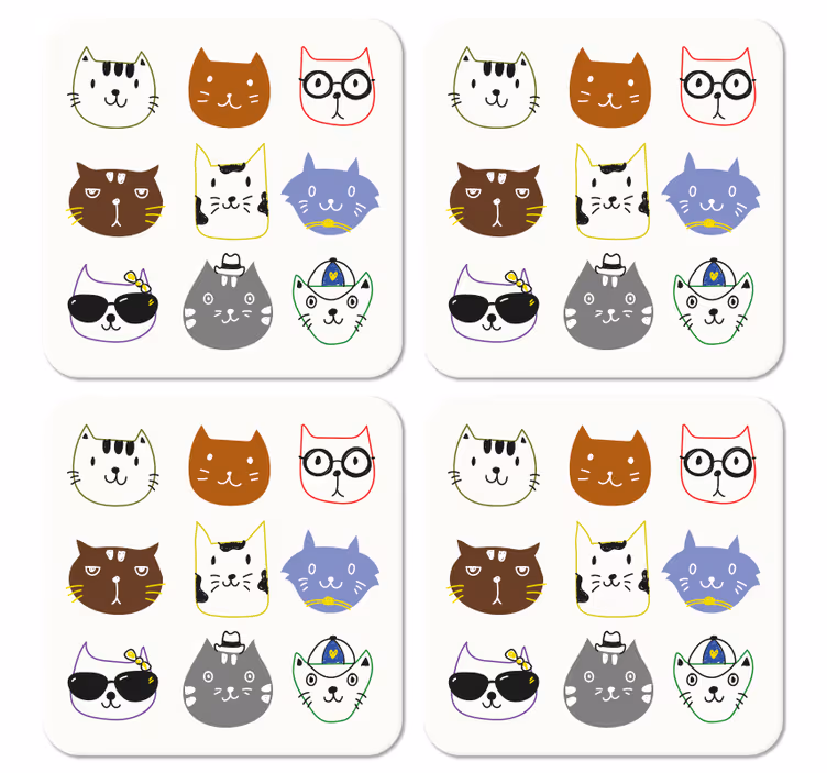 Untersetzer Freak Süße bunte lustige katzen - TenStickers