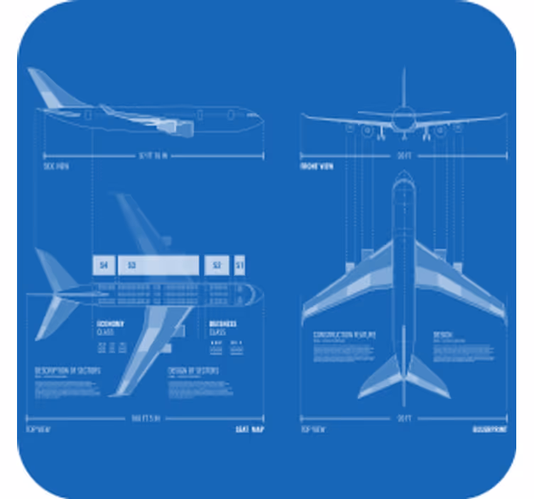 Untersetzer geek flugzeug blaupause design - TenStickers