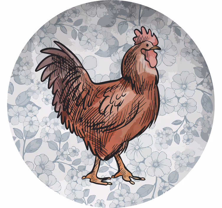 Untersetzer modern mit floraler hühnerillustration - TenStickers
