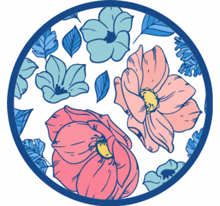 Untersetzer modern mit floralem muster kreis - TenStickers