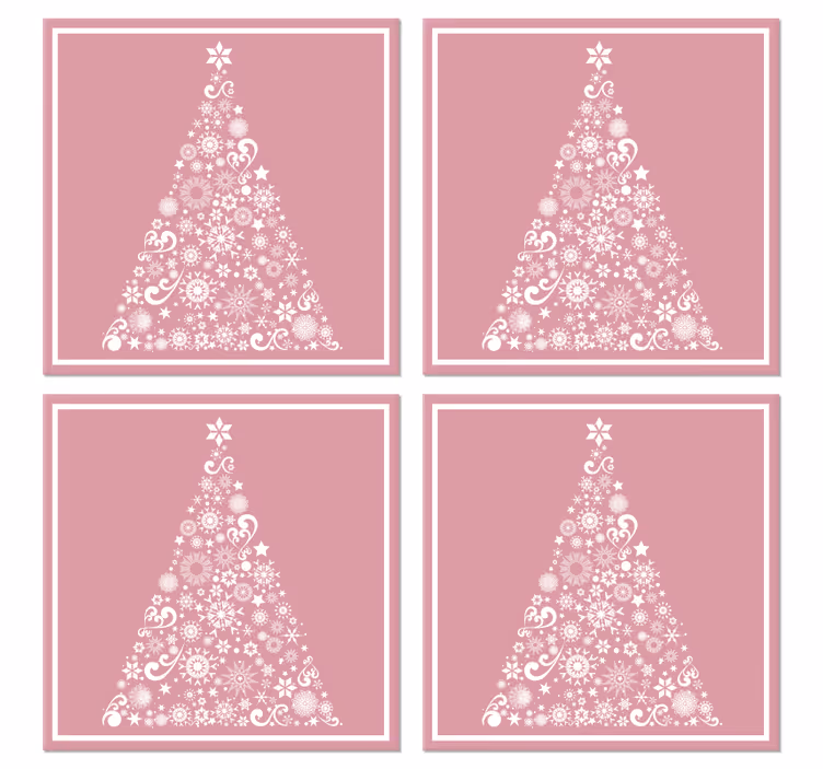 Untersetzer Weihnachten Festlicher baum auf rosa - TenStickers