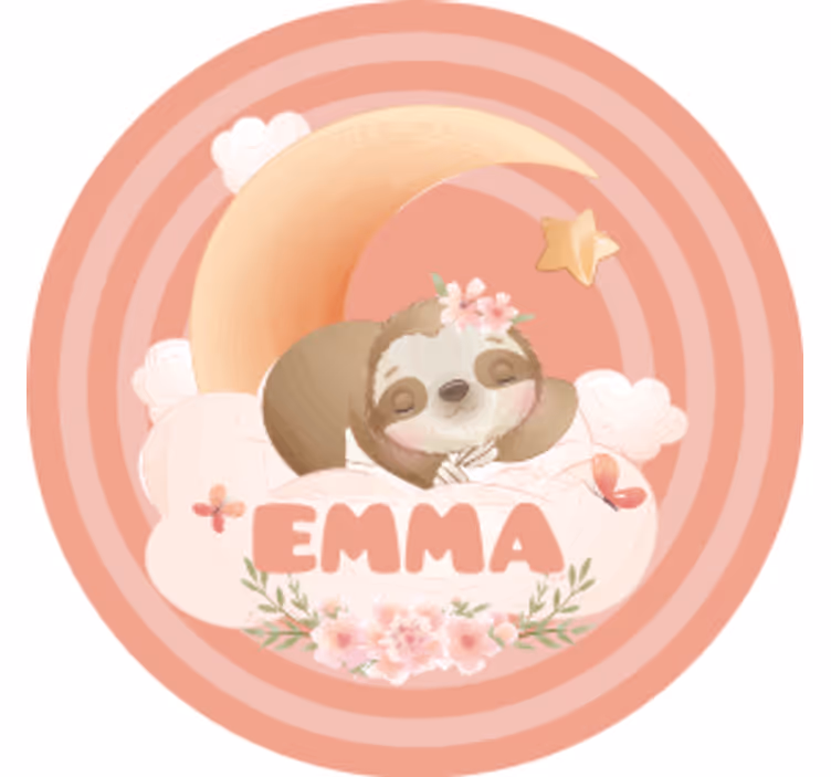 Untersetzer personalisiert faultier mond floral - TenStickers