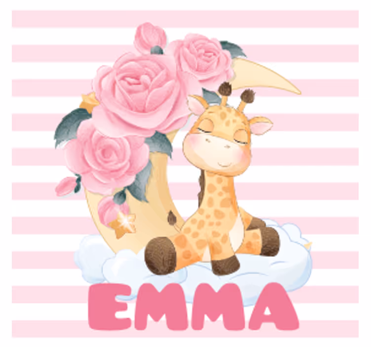 Untersetzer personalisiert giraffe mit blumenmond - TenStickers
