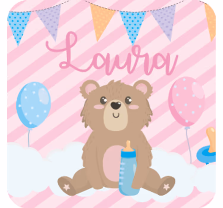 Untersetzer personalisiert süßer bär mit ballons - TenStickers