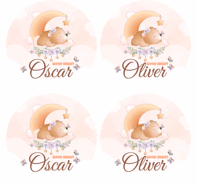 Untersetzer personalisiert süßes bären schlafthema - TenStickers