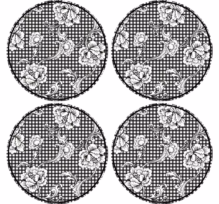 Untersetzer mit floralem gingham-muster - TenStickers