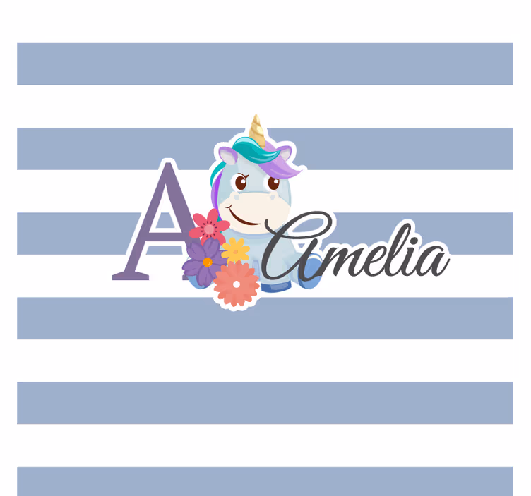 Untersetzer personalisiert einhorn und blumeninitiale - TenStickers