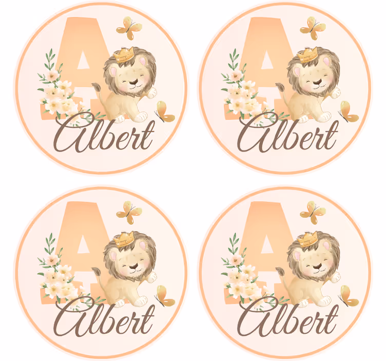Untersetzer personalisiert mit verspieltem löwenmotiv - TenStickers