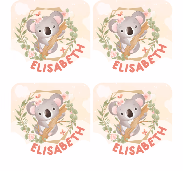 Untersetzer personalisiert niedlicher koala mit blumen - TenStickers