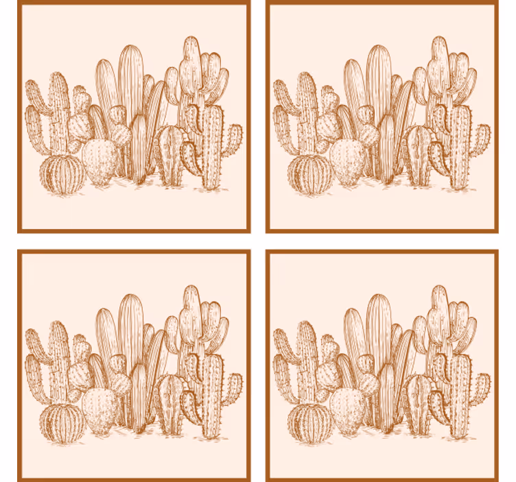Untersetzer mit kaktusvariationen illustration - TenStickers