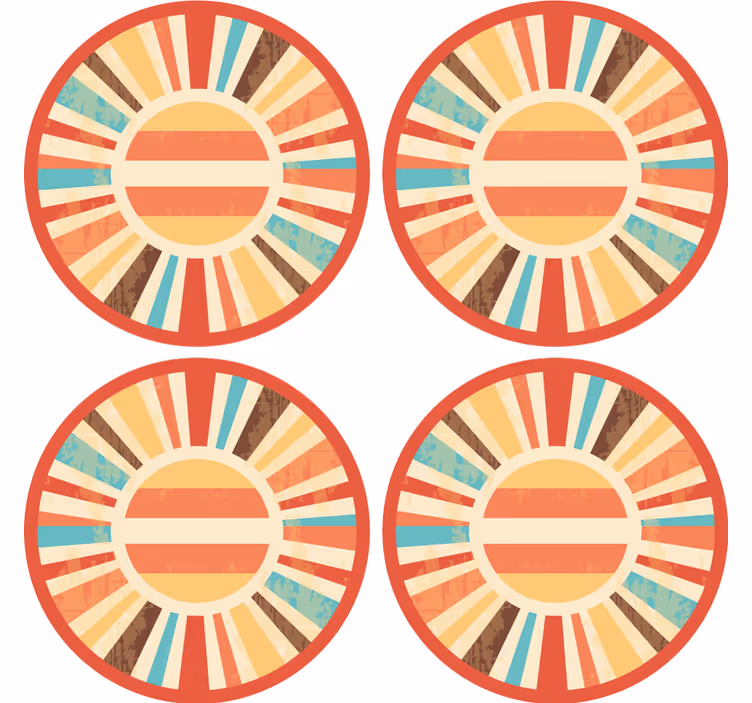 Untersetzer Vintage Bunte retro-sonnenstrahlen - TenStickers