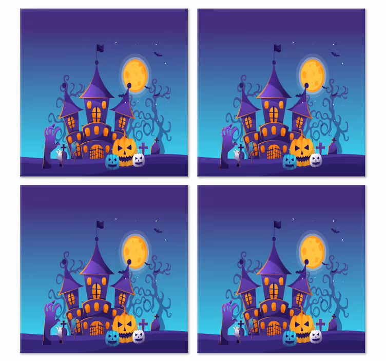 Gruseliger friedhof mit fledermäusen-halloween-untersetzer - TenStickers