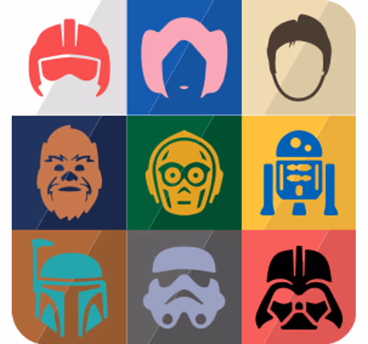 Untersetzer geek mit ikonischen charaktergesichtern - TenStickers