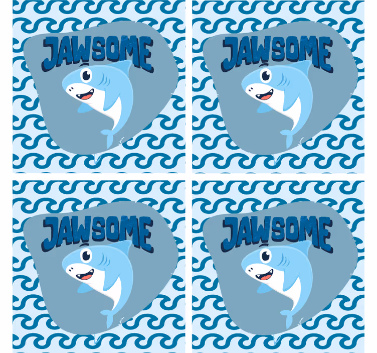 Untersetzer geek cartoon-hai mit wellen - TenStickers