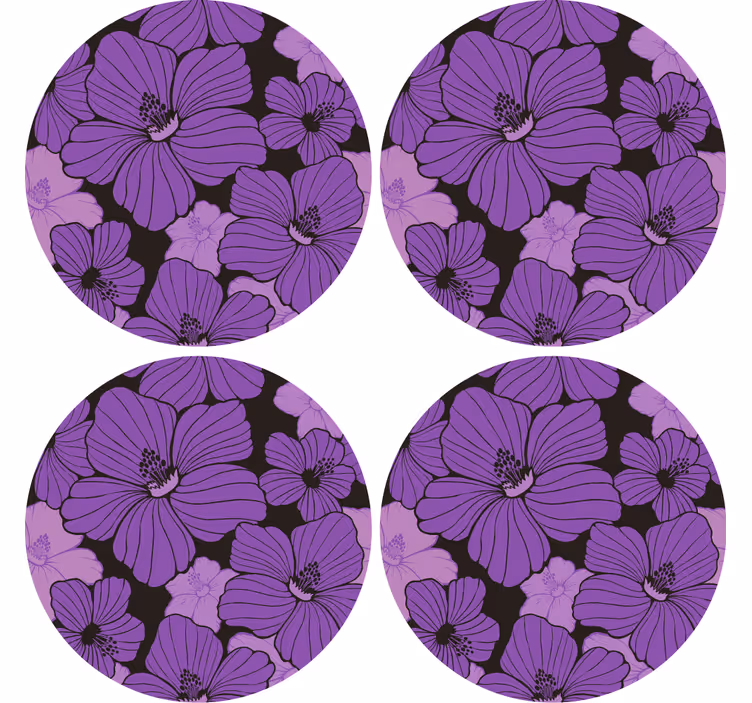 Untersetzer mit lebhaftem lila blumenmuster - TenStickers