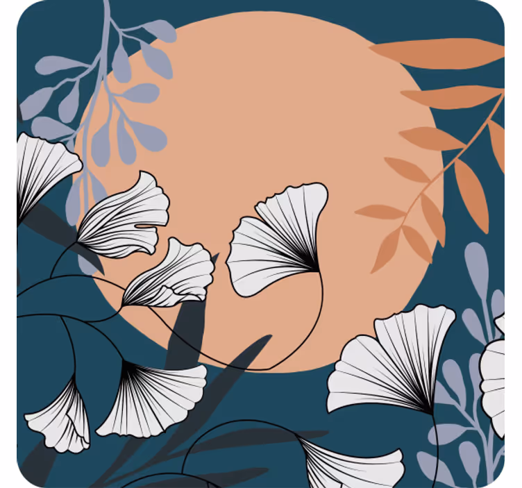 Untersetzer modern mit floralem ginkgo-muster - TenStickers