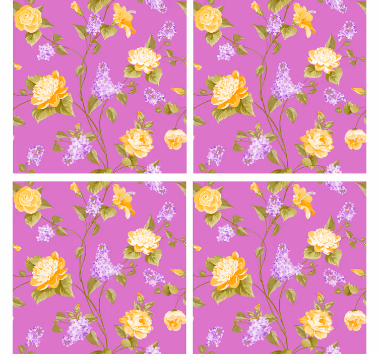 Untersetzer mit floralem druck und gelben rosen - TenStickers
