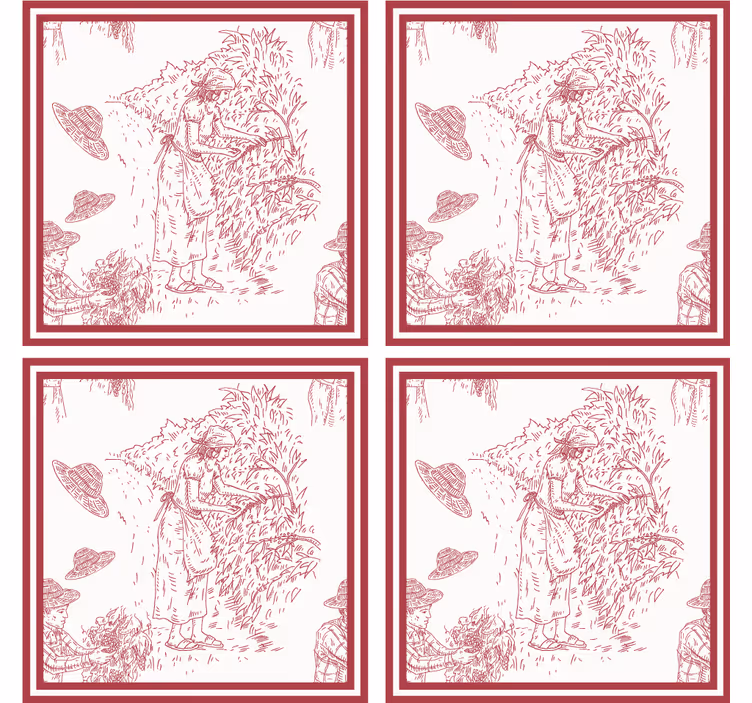 Vintage untersetzer mit rustikaler szenenillustration - TenStickers