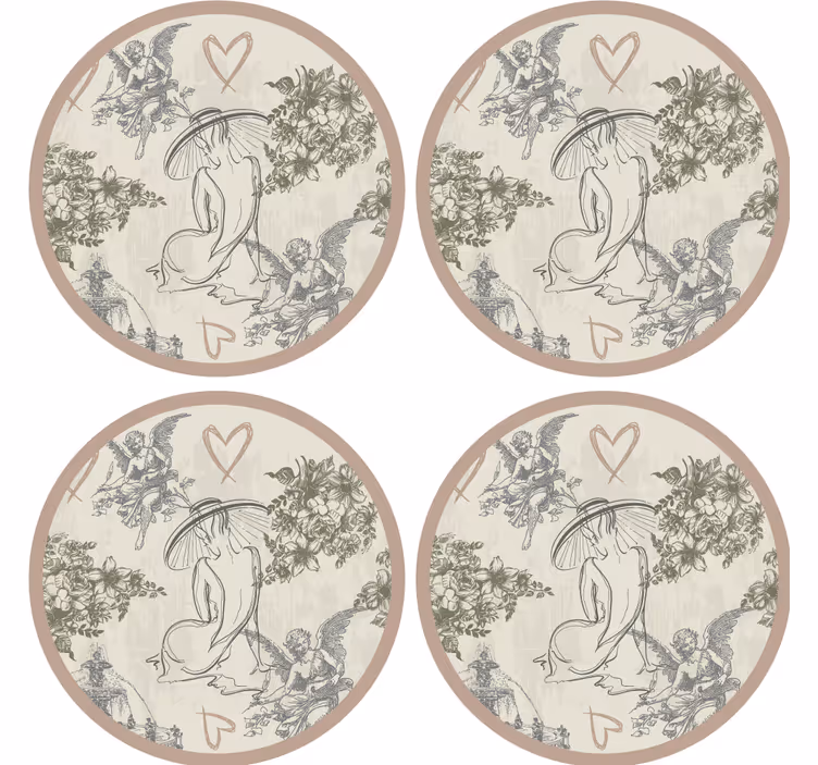 Vintage untersetzer mit eleganten floralen motiven - TenStickers