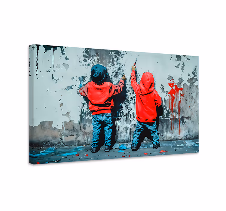Kunst auf Leinwand malende jungs - TenStickers