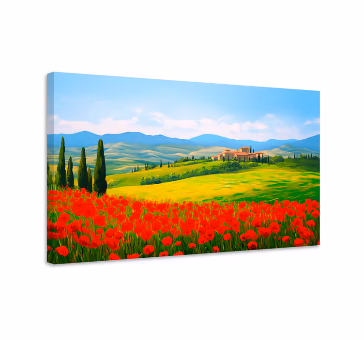 Wandbilder Landschaft rote blumen feld - TenStickers