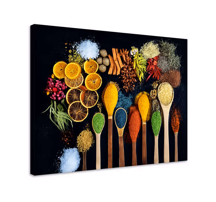 Wandbild Küche holzlöffel mit gewürzen - TenStickers