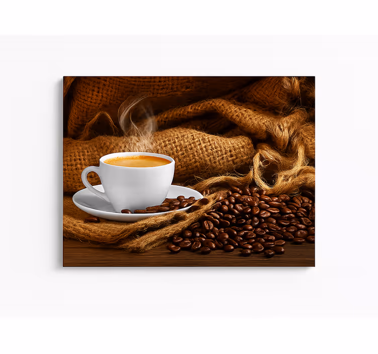 Wandbild Küche kaffeebohnen und tasse - TenStickers