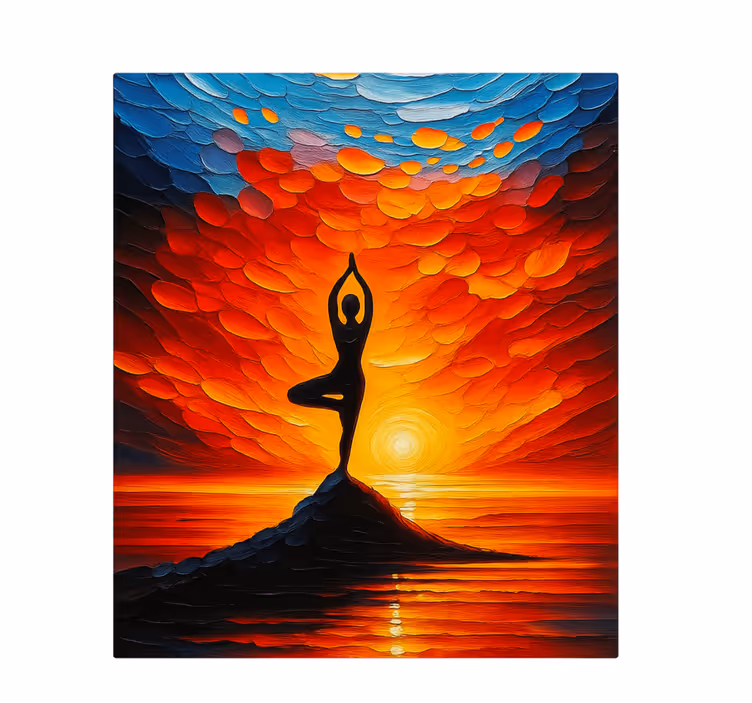 Leinwandbild Sport yoga-mosaik mit sonne - TenStickers