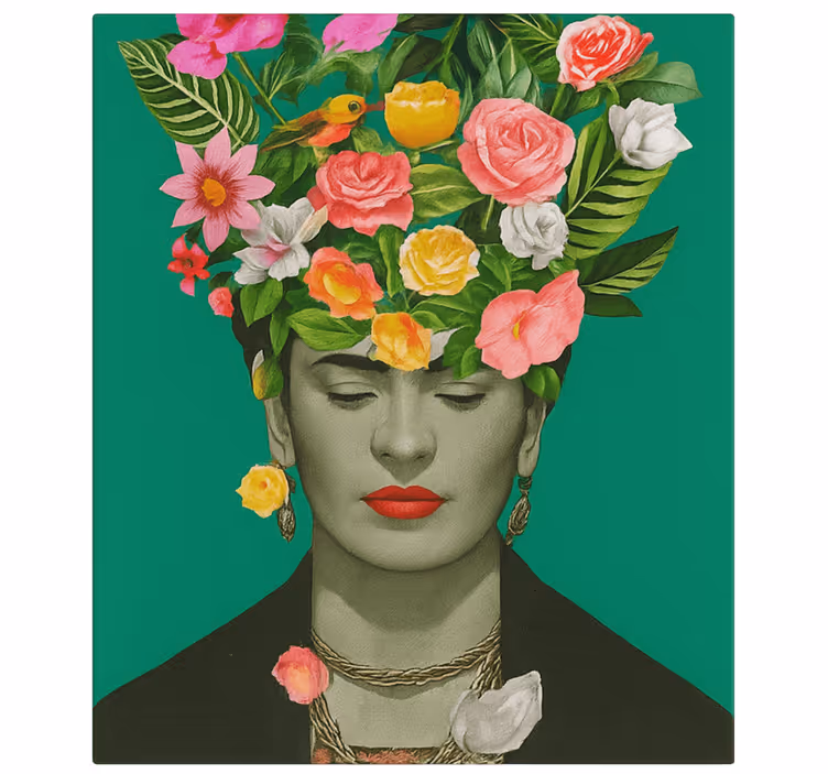 Kunst auf Leinwand frida kahlo bunte blumen - TenStickers