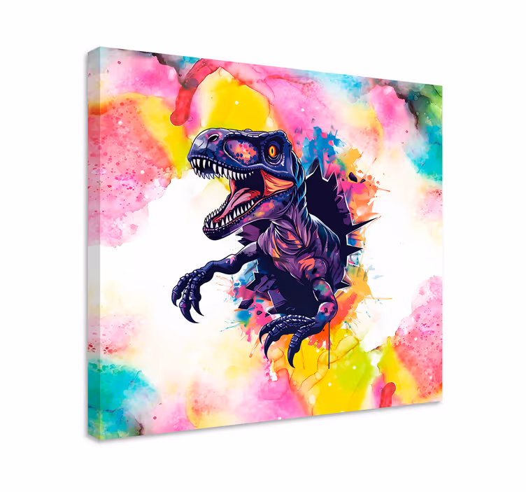 Dinosaurier wandbild velociraptor in satten farben - TenStickers