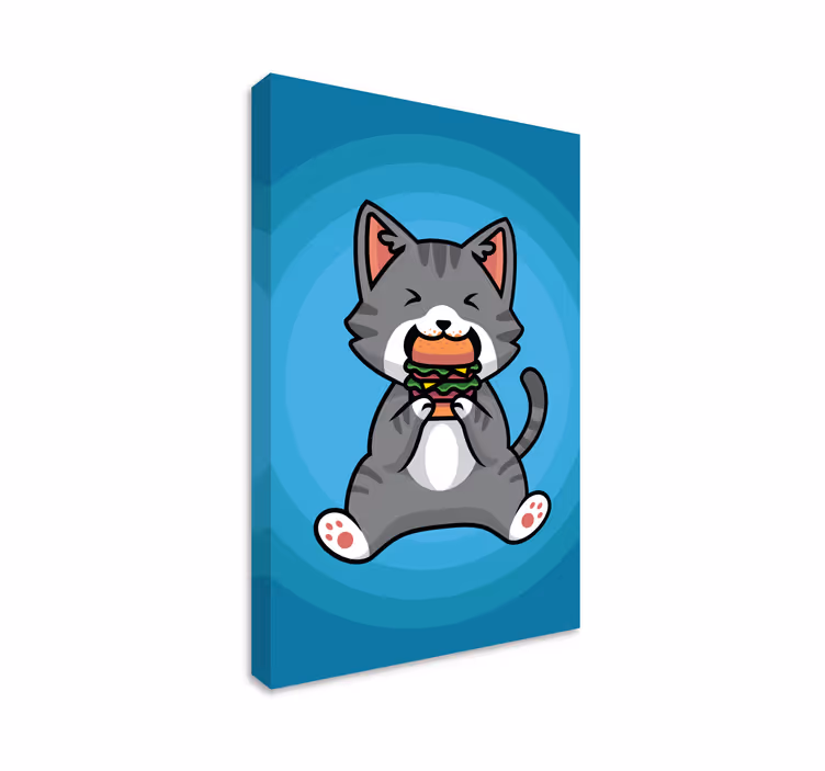 Wandbilder katzen mit katze beim essen eines hamburgers - TenStickers