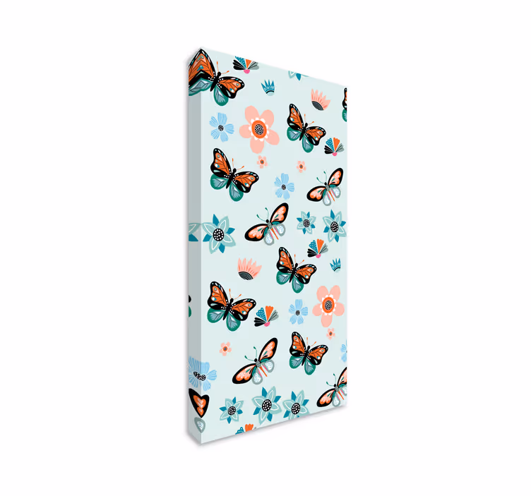 Wandbild schmetterling mit blumen - TenStickers