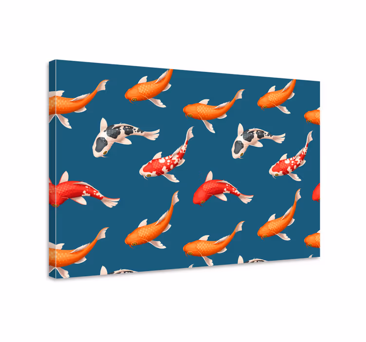 Wandbild fische koi-muster auf blauem hintergrund - TenStickers