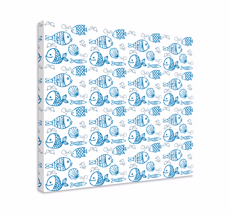 Wandbild fische in blau auf weißem hintergrund - TenStickers