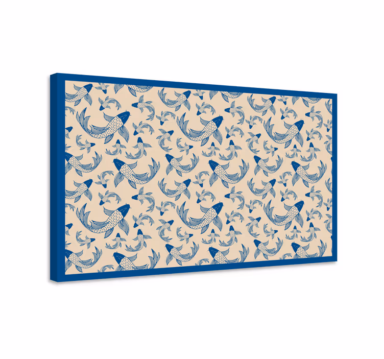 Wandbild fische blaue schwimmende fische beige hintergrund - TenStickers