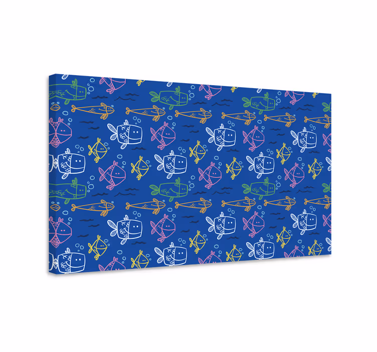 Wandbild fische meeresbewohner auf blauem hintergrund - TenStickers