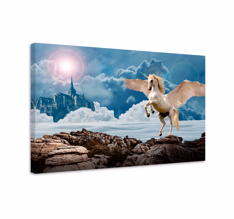 Einhorn wandbild furchtloses einhorn im nebel - TenStickers