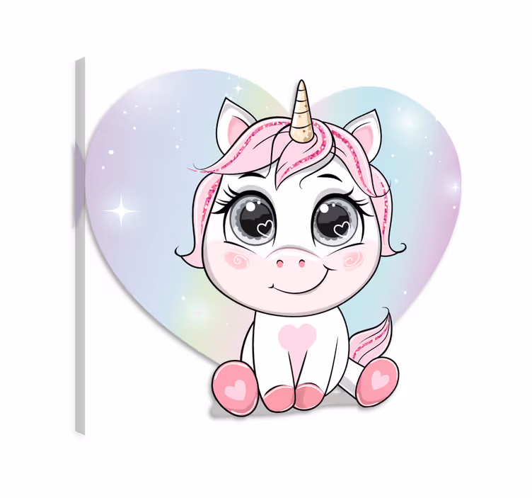 Einhorn wandbild mit süßen cartoon einhorn herzen - TenStickers