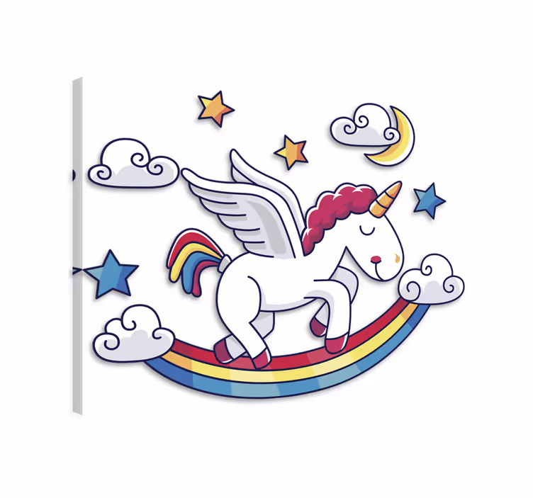 Einhorn wandbild regenbogen wandaufkleber mit einhorn - TenStickers